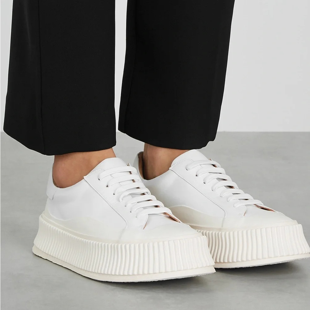 Jil Sander Round Toe Low-Top Sneakers